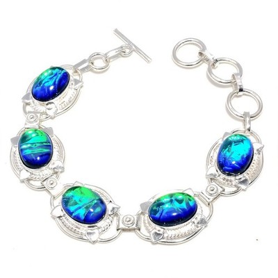 Triplett Opal Edelstein Handarbeit 925 Sterlingsilber Schmuck Armband Größe 7...