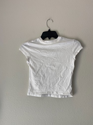 Lululemon Womens Organic Cotton Baby Tee WHITE SZ XXXS - Picture 2 of 2