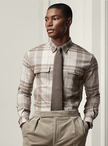 Ralph Lauren sovracamicia flanella etichetta viola uomo grande quadri lana cashmere