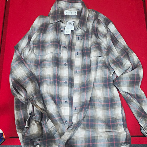 Abercrombie & Fitch Soft A&F XL Plaid Flannel Cotton Button-Up Pockets New w/tgs