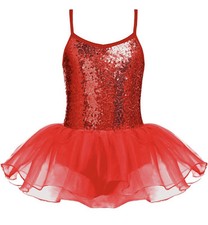 Zaclotre Little Girls Sequin Leotard Sparkly Strap Ballet Leotards Tutu Dress