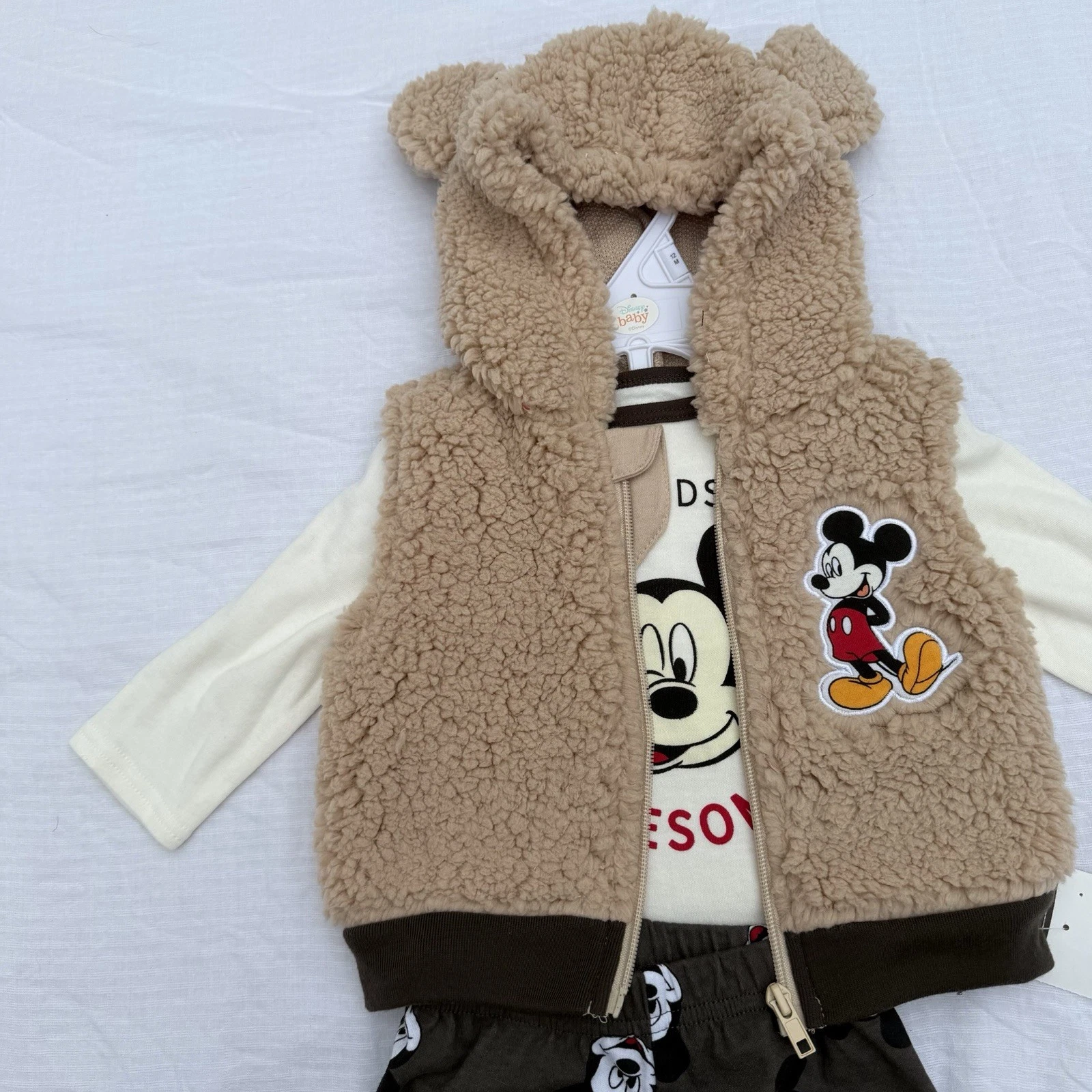 Disney Baby Boy Outfit 12M • Mickey Mouse 3‑Piece Set