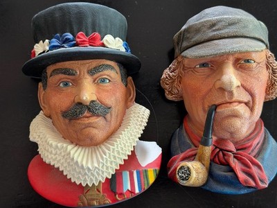 1982 Signed Legend Chalkware Heads THE BEEFEATER and THE DUTCHMAN Wall Sculpture