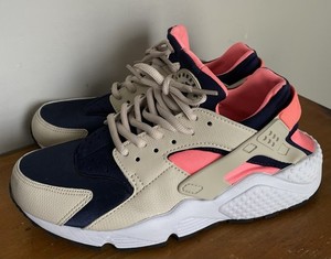 women’s size 8 Nike Air Huarache Run oatmeal/binary blue/lava glow