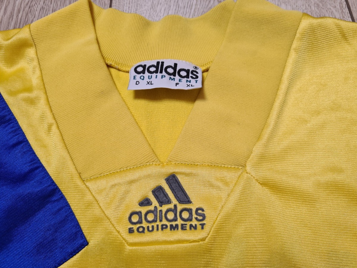 ADIDAS EQUIPMENT RETRO VINTAGE 80s 90s YELLOW FOOTBALL SHIRT