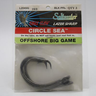 Eagle Claw Lazer Sharp L2045G Black Pearl Circle Sea Offshore Big Game Hooks 18