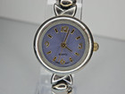 Advance Two Tone Silver Gold Women's Watch Purple Dial New Battery Watch Works!