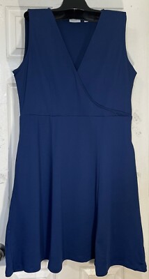 New New York Company Dress 2XT woman faux wrap surplice side pockets sleeveless