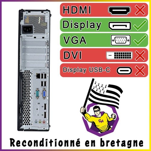 PC Lenovo M910s SFF Ecran 22" Intel I3-6100 RAM 8Go SDD 240Go W11 Wifi - Photo 8/8