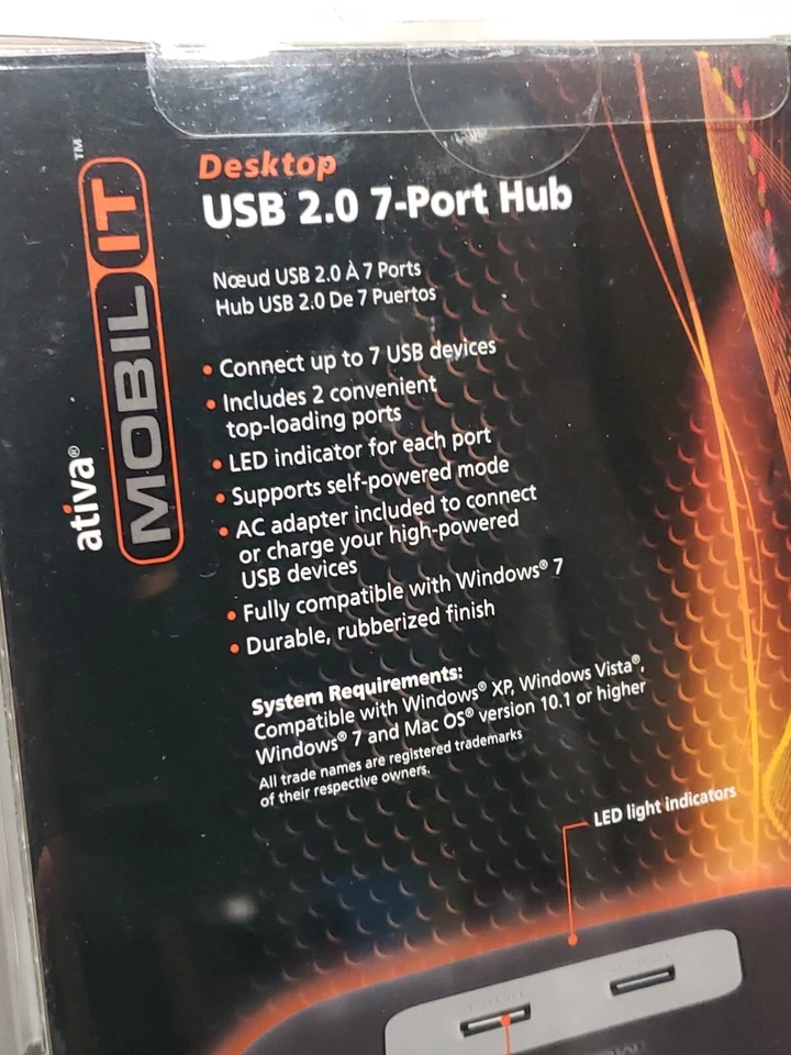 Brand New In Box Ativa Mobil-It Desktop USB 2.0 7-Port Hub Office Depot Brand - Image 3 of 3