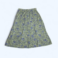 SAG HARBOR Mint Green Floral Long Skirt Size UK 14 US 10 EU 42 Button-Up