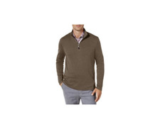 Tasso Elba Men's Small, Heathered Supima Cotton, 1/4 Zip Pull-Over Sweater, NWT