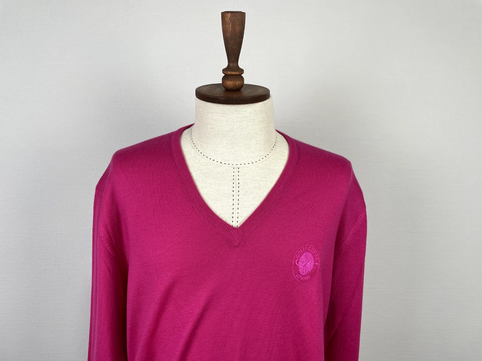 Suéter Gran Sasso Rosa Golf Gerre Losone Cuello en V Tejido Elástico 100% Lana Talla 58 Foto 2 de 4