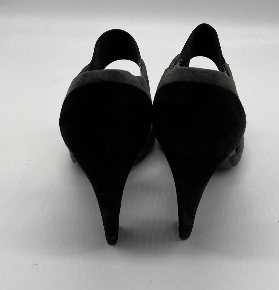 Zapatos de salón Prada negros/grises de gamuza punta cuadrada correa al tobillo tacón cono talla 39 Foto 4 de 4