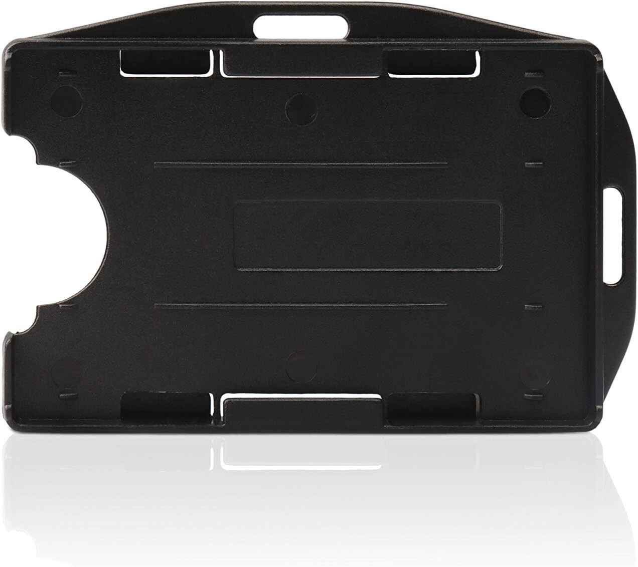 10x DOUBLE OPEN FACED RIGID BLACK HORIZONTAL VERTICAL ID BADGE CARD HOLDER 95x64