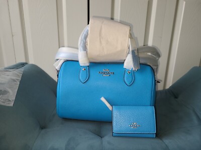 Coach rowan satchel CH282 SV/Electric Blue with matching wallet NWT