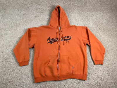 Vintage American Outfitters Hoodie Mens Size 51 Drawstring Full Zip Logo Orange