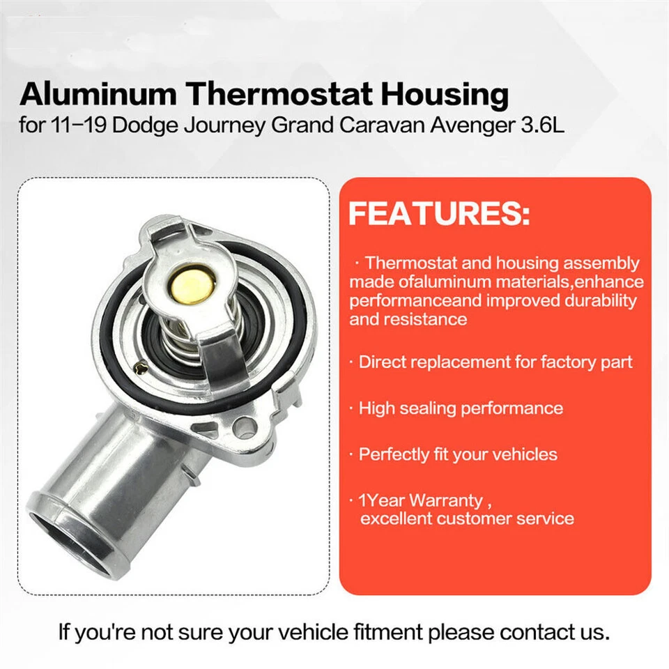 Novo termostato de alumínio líquido de arrefecimento do motor para Dodge Grand Caravan 3.6L 2011 -2019 - Imagem 3 de 4