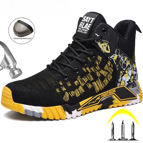 Stahlkappe Arbeit Sicherheitsstiefel Herren Outdoor Schuhe Pannensicher High Top Sneaker - Bild 2 von 32