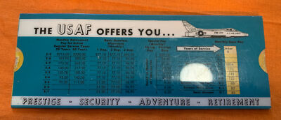 USAF Retirement Pay Scale Sliding Ruler Gallons Used Miles Per Gallon