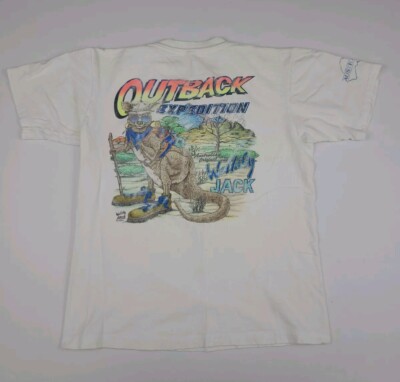 Vintage 1989 Wallaby Jack Australia Outback Expedition Print T Shirt Rare 80s