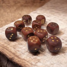 Set Of 10 Rare Unique Backgammon Rose Wood D6 Dices 22 mm with Brass Inlay Work