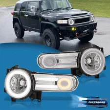 For 07-14 Toyota FJ Cruiser Clear DRL LED Tube Projector Headlights Lamps Pair