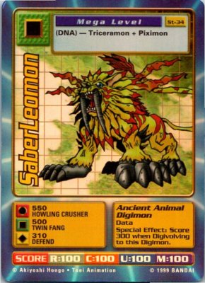 1999 Digimon First Edition CCG Foil Card ST-34 SaberLemon | eBay
