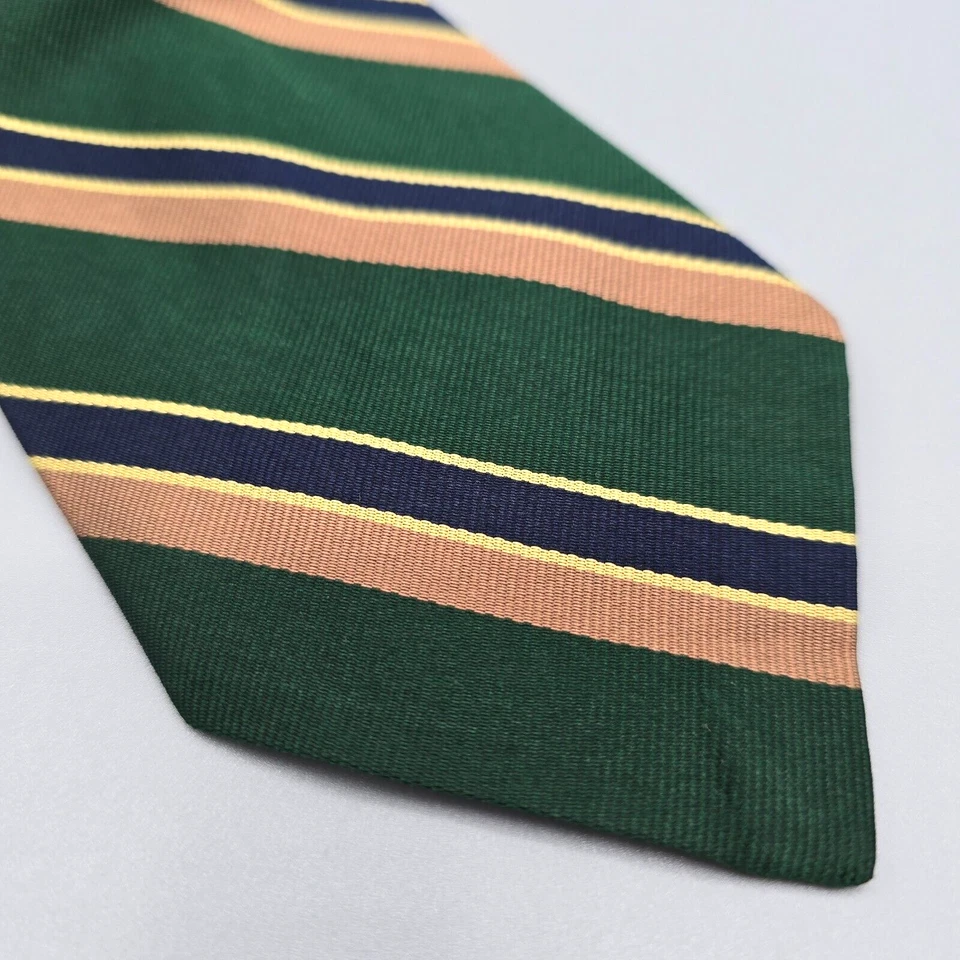 Corbata de cuello Neiman Marcus para hombre verde tostado azul a rayas Inglaterra longitud 57" ancho 3,5" Foto 2 de 4