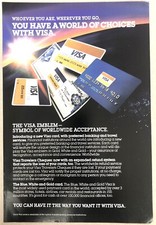 Vintage 1982 Original Print Advertisement Full Page - Visa A World Of Choices