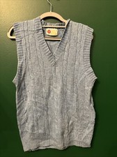 Vintage Kings Roads Blue Cable Knit Sweater Vest Mens Medium Sears Orlon Acrylic