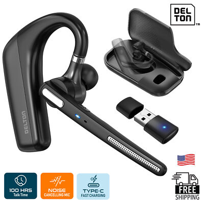 Delton 90X Wireless Noise Canceling Bluetooth Headset with Carrying Case - Black
