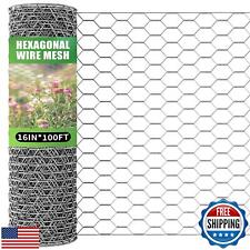 Craft Chicken Wire Mesh 16in x 100ft, Hexagonal Galvanized Wire Mesh for Poul 0.72 per foot