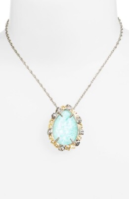 Alexis Bittar 167249 Womens Elements Pendant Necklace Silver/ Amazonite