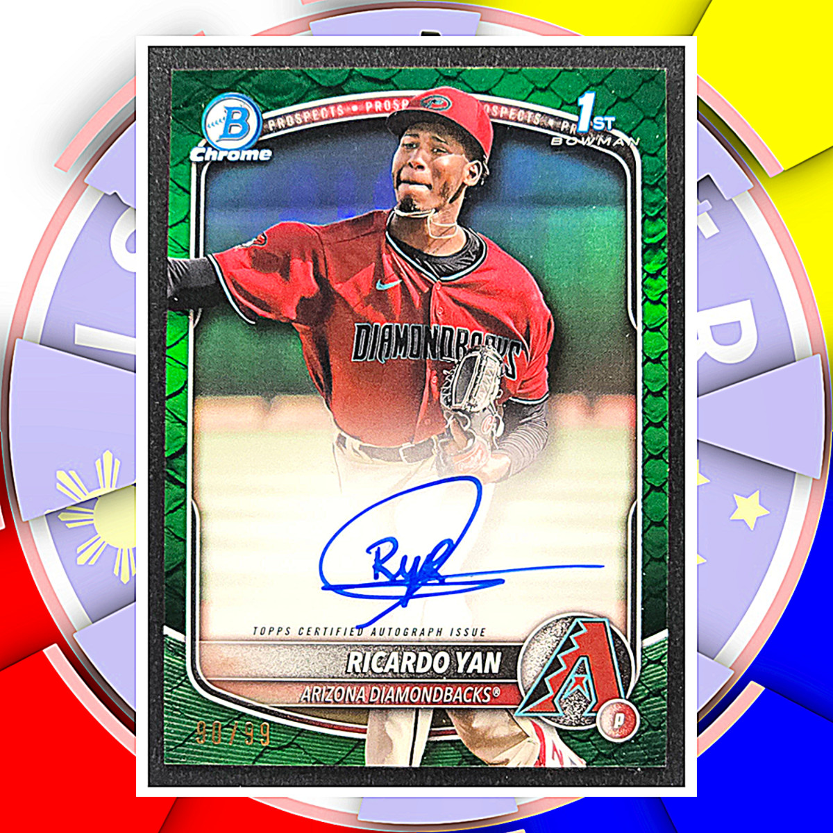 Ricardo Yan - 2025 Bowman 1st Chrome AUTO GREEN REPTILIAN #'d /99 - D'Backs