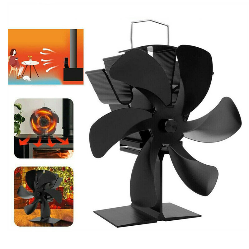 6 Blades Fireplace Stove Fan Heat Cocoon Self-Powered Wood Top Burner Eco  Heater | eBay