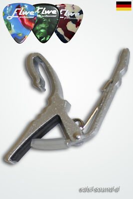 Kapodaster Capodaster Kapo Capo Akustik- E-Gitarre  Westerngitarre silber 3XPick