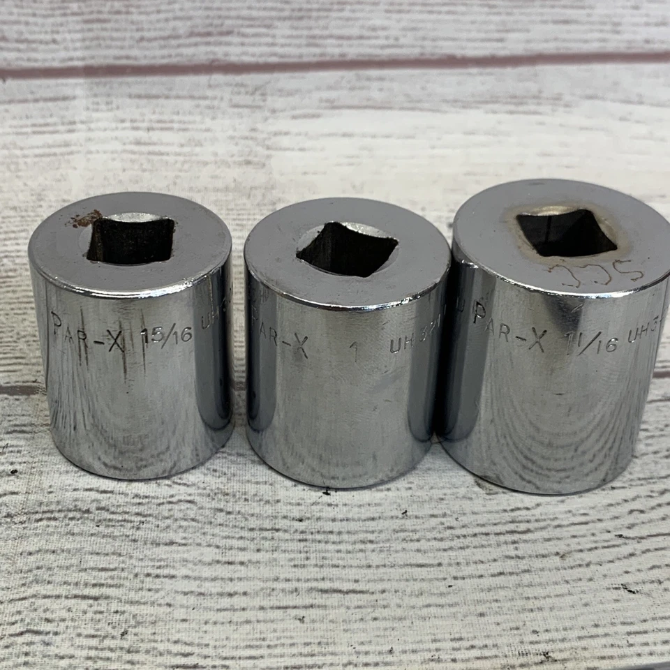 Par-X (Snap On) USA 1/2" Drive 6 Pt. UH Socket  Set + UR 71 Ratchet + UE 51 READ - image 4 of 4