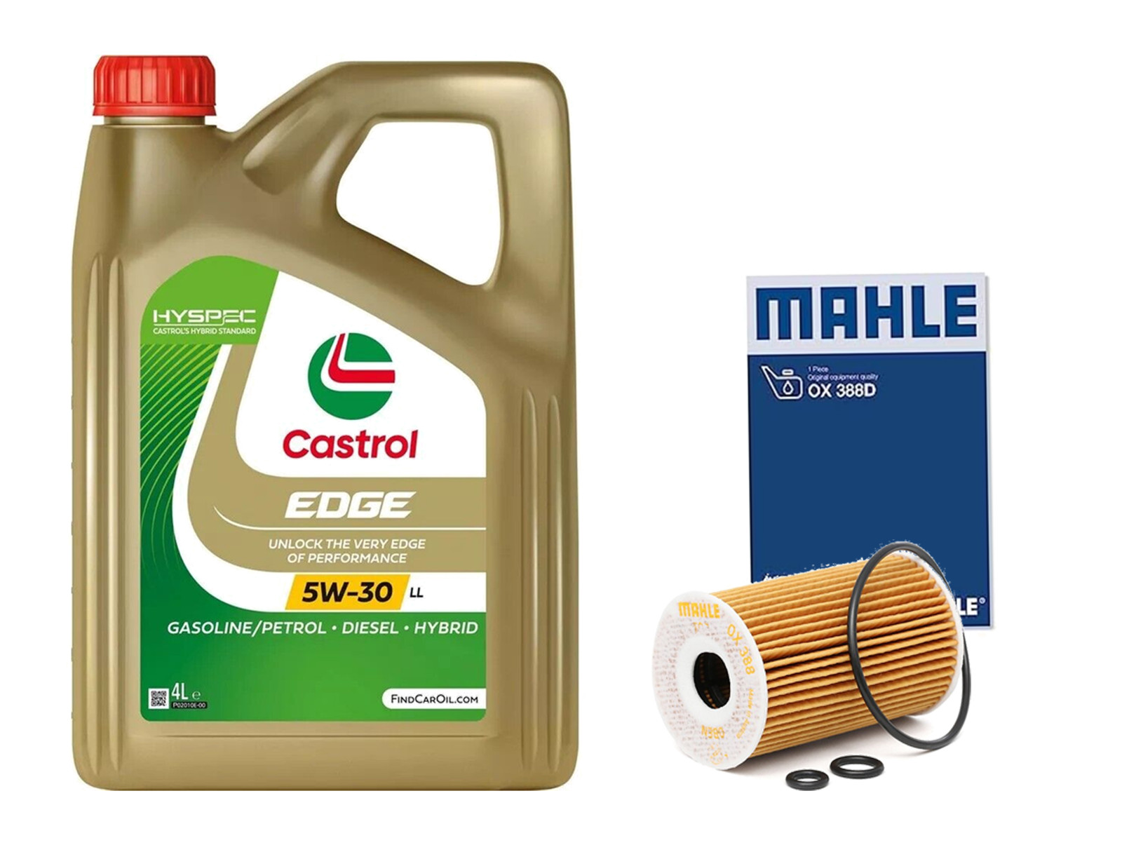 FOR AUDI A1 A3 A5 Q5 CASTROL ENGINE OIL 5W30 LL inc GENUINE MAHLE OIL FILTER