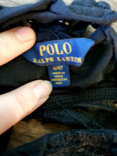 Polo Ralph Lauren Mädchen schwarz Spitze Flügelärmel Overall mit Taschen Größe 4/4T - Bild 9 von 10