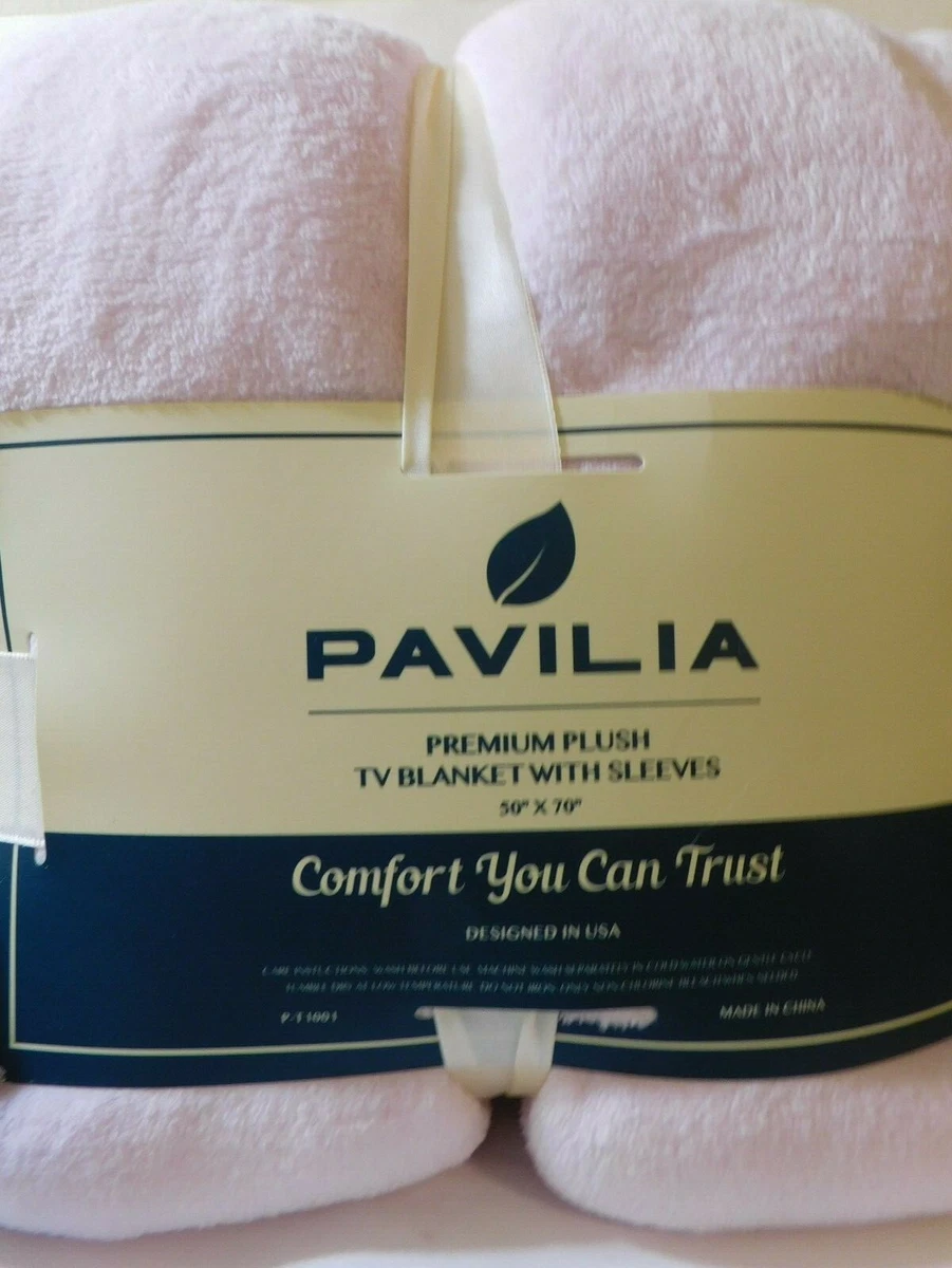 PAVILIA Premium Plush TV Blanket w/ Sleeves 50u0026#034;x70u0026#034; Warm Cozy *  PINK * ~~ NWT | eBay