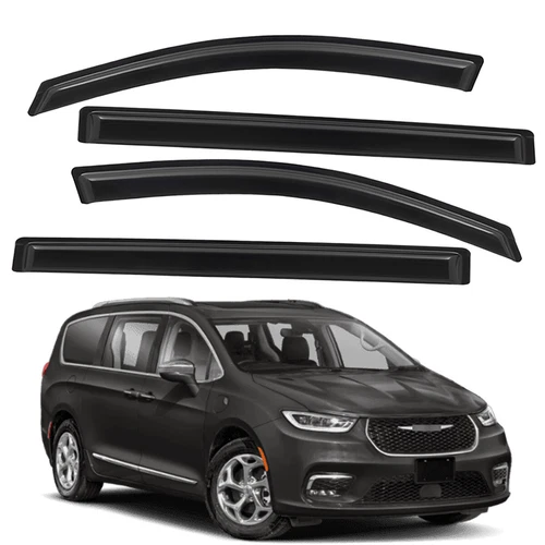 Tape-on Sun Rain Guards Window Visor Vent Shade for 2017-2025 Chrysler Pacifica