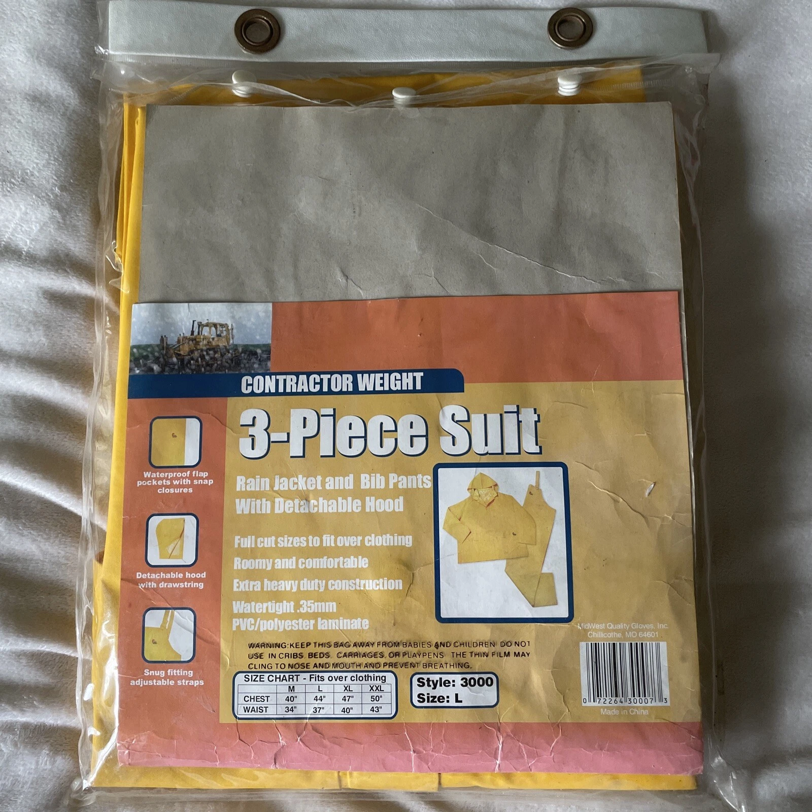 Midwest Contractor Weight - 3 Piece Rain Suit - Style 3000 - Size Large
