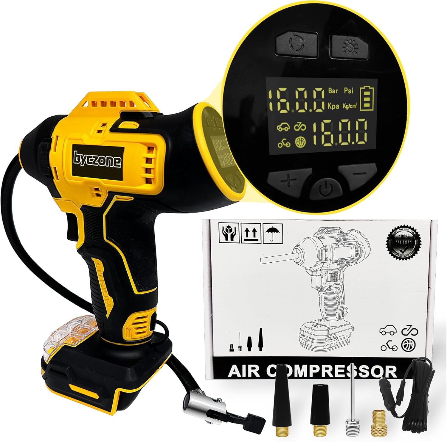 Cordless Tire Inflator Air Compressor Compatible with Dewalt 20V Max Battery, 16