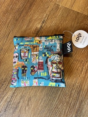 NEW loqi reusable shopping bag Museum Jean Michel Basquiat Blue Multi