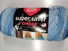 Red Heart Super Saver Ombre Yarn-True Blue-482Yards-100% Acrylic