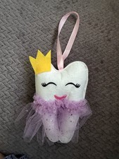 Tooth Fairy Plush Hanging w/Pocket Pink Writing Purple Tutu 7