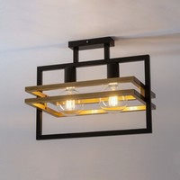 Elegante Deckenleuchte Wohnzimmer Schwarz Gold E27 40,5 Cm Lange Deckenlampe