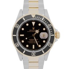 Rolex 2021 RSC PAPERS Rolex Submariner Date 40mm BLACK Steel 18K Gold Watch 16613 BOX