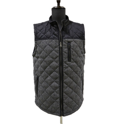 BKE Buckle Mens Quilted Wool Vest M 42 Gray Black Full Zip Stand Collar NWT